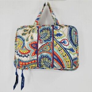 Vera Bradley Marina Paisley White Blue Cosmetic Makeup Travel Vacation Bag